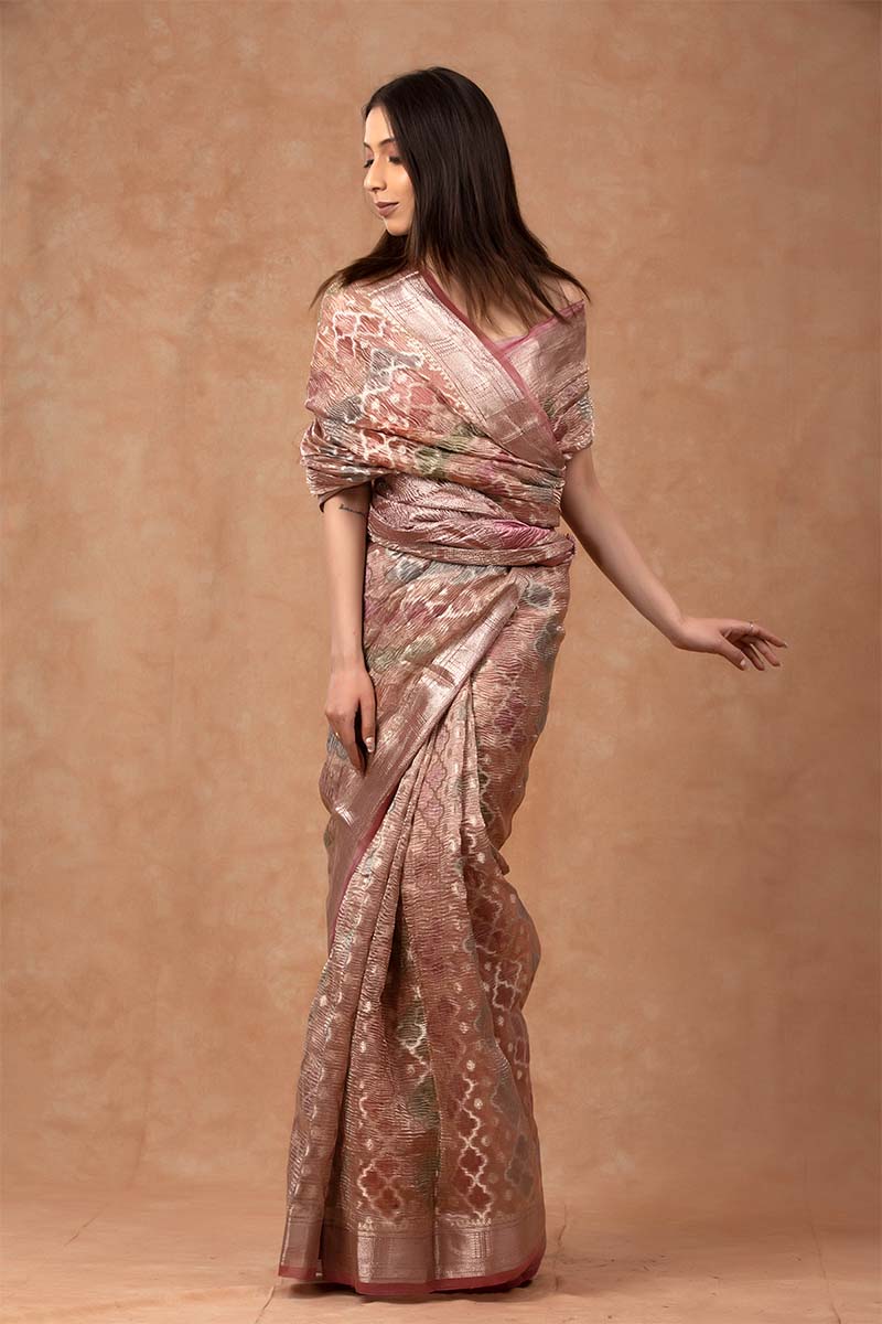 Mauve Rangkat Crushed Tissue Silk Saree