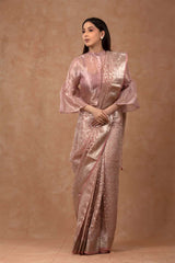 Mauve Crushed Tissue Silk Saree