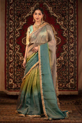 Green saree, Tissue silk saree, Bollywood sari, wedding saree, party wear saree