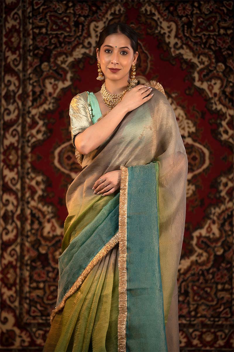 Shaded Crushed Tissue Silk Saree