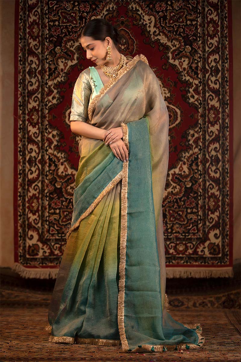 Shaded Crushed Tissue Silk Saree