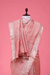 Light Pink Woven Pure Crushed Tissue Silk Saree