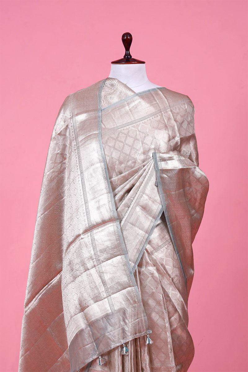 Mint Green Tissue Silk Banarasi Saree with Geometric Motifs