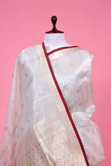 Light Green Tissue Saree with Kadhwa Silver Zari work