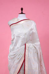 Light Green Tissue Saree with Kadhwa Silver Zari work