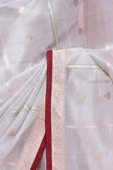 Light Green Tissue Saree with Kadhwa Silver Zari work