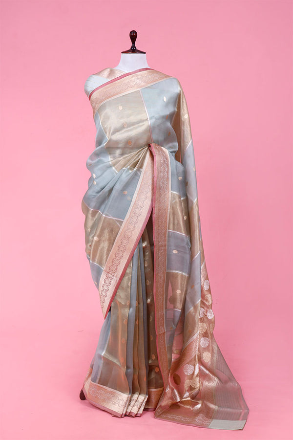 Grey saree, Tissue silk saree, Bollywood sari, wedding saree, party wear saree