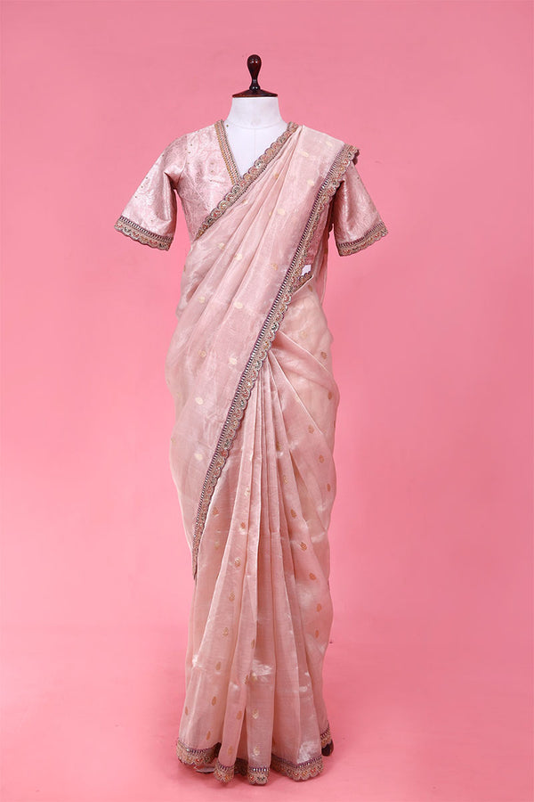 Tissue Silk Saree, Banarasi tissue saree, silk saree, baby pink saree, saree for wedding
