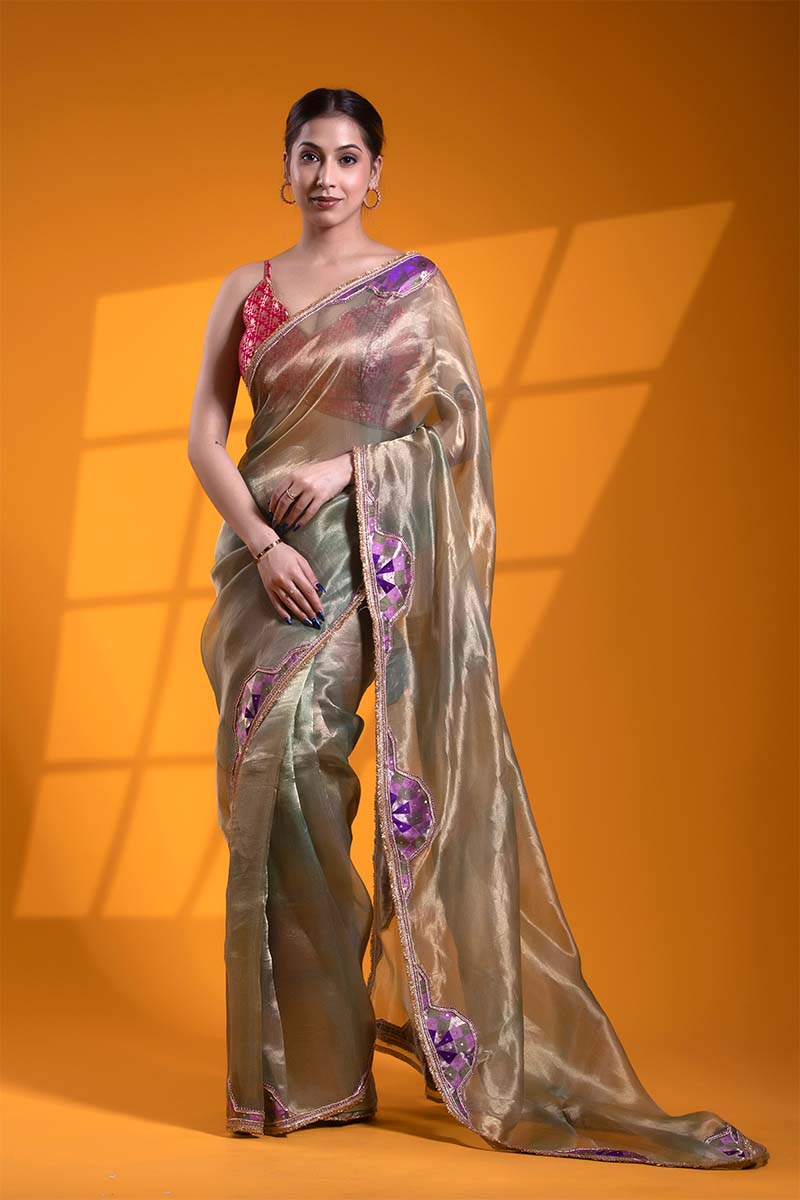 Tissue Saree, Tissue silk saree, silk saree, Mint green saree, green saree, wedding saree, party wear saree​, designer saree, banarasi saree