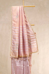 Mauve Tissue Silk Saree with Hand Embellished Chand Motifs