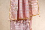 Mauve Tissue Silk Saree with Hand Embellished Chand Motifs