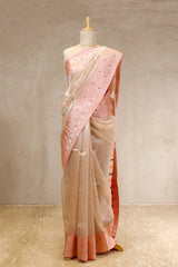 off white saree, Tissue silk saree, Bollywood sari, wedding saree, party wear saree