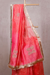 Sapphire Pink Tissue Silk Saree with Zardozi Work