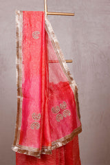 Sapphire Pink Tissue Silk Saree with Zardozi Work