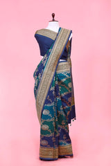 Green saree, Blue Saree, Tussar saree, Tussar Khaddi Saree, khaddi saree, silk saree, handloom saree, party wear saree