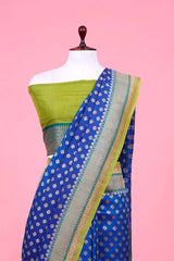 Royal Blue Banarasi Silk Tussar Khaddi Saree with Gold Zari Motifs