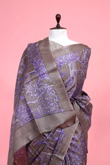 Grey & Purple Tussar Silk Saree