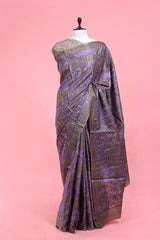 Buy Grey & Purple Tussar Silk Saree Online