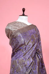 Grey & Purple Tussar Silk Saree