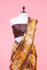 Topaz Yellow Embellished Tussar Silk Saree