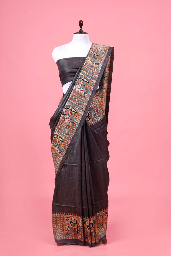 Buy Grey Tussar Silk Sarees Online