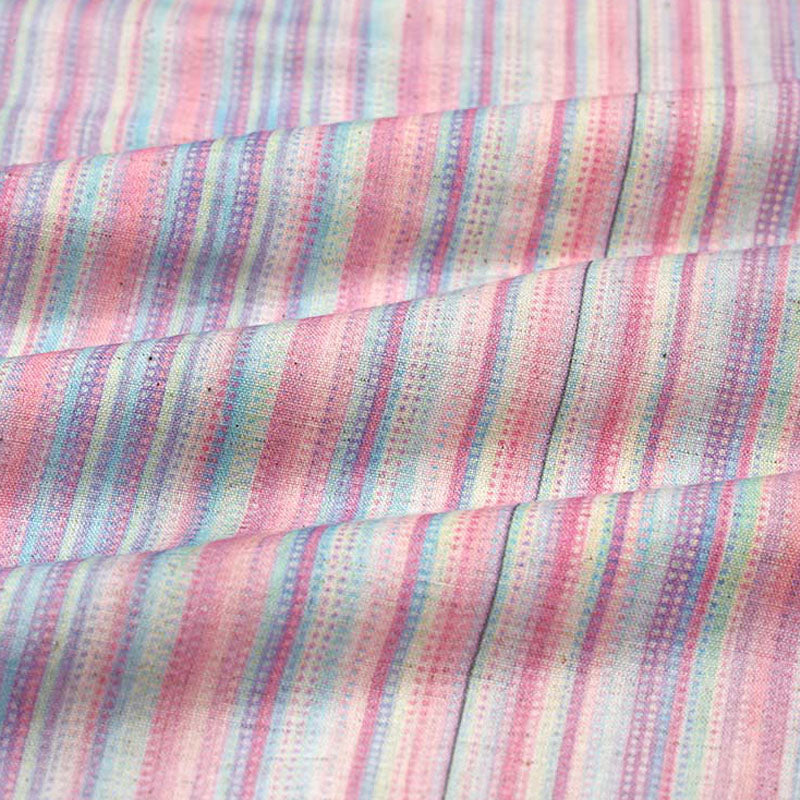 Buy Multicolored Striped Linen Fabric