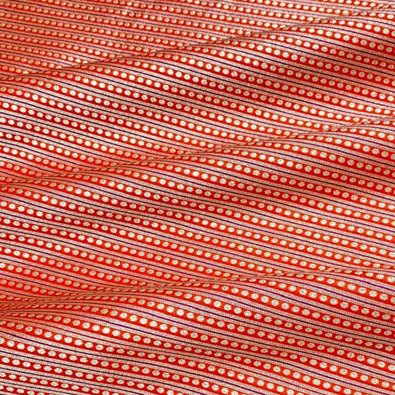 Orange Handloom Banarasi Katan Silk Fabric 1 for Pary