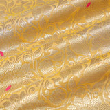 Corn Yellow Floral Banarasi Katan Silk Fabric for Pary