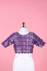 Deep Purple Handwoven Banarasi Silk Fabric Blouse