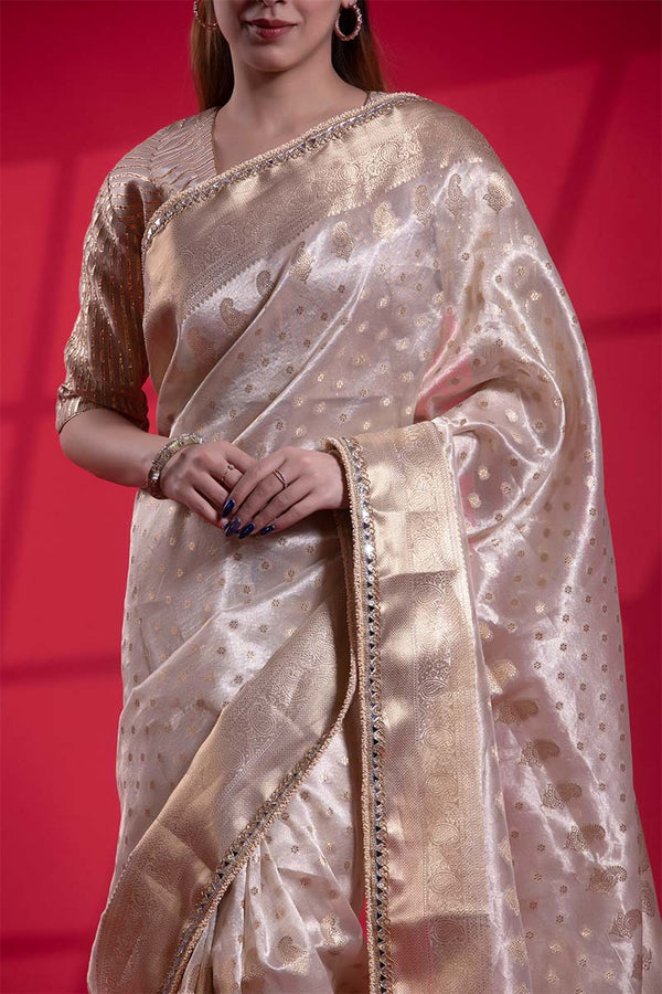 Aditi Wedding Inspired Off-White Tissue Silk Saree