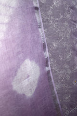 Heather Purple Embroidered Linen Dress Material - Chinaya Banaras