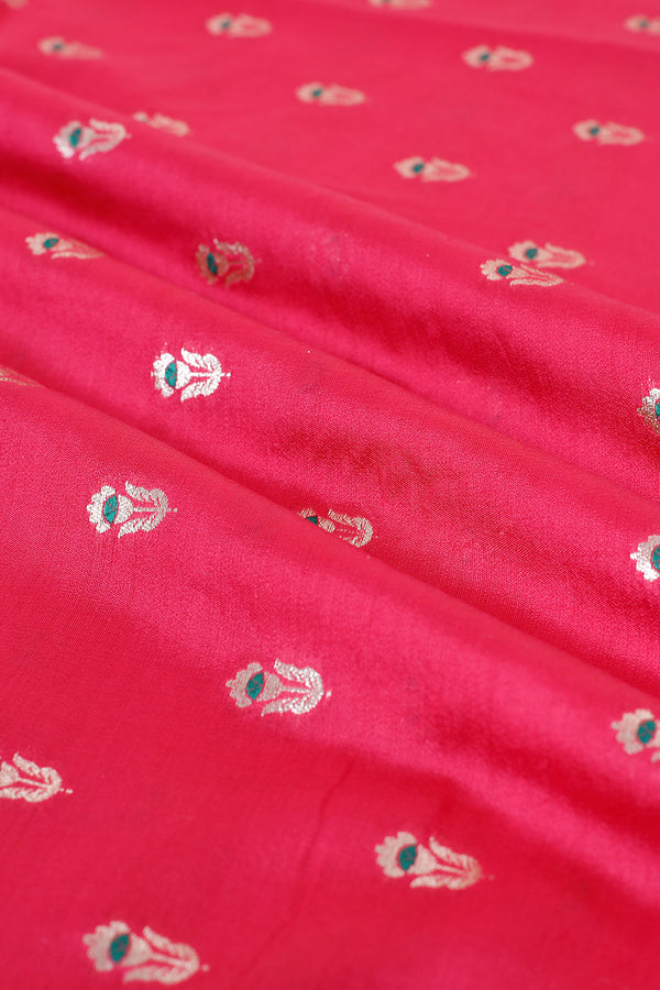 Cerise Pink Handwoven Mulberry Silk Than Dress material ,banarasi fabric, silk fabric, brocade fabric, handloom fabric, indian fabric