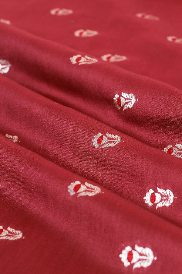 Currant Red Handwoven Mulberry Silk Fabrics, fabric, banarasi fabric, silk fabric, brocade fabric, handloom fabric, indian fabric