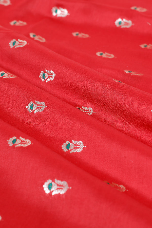 Squash Orange Handwoven Mulberry Silk fabric, banarasi fabric, silk fabric, brocade fabric, handloom fabric, indian fabric