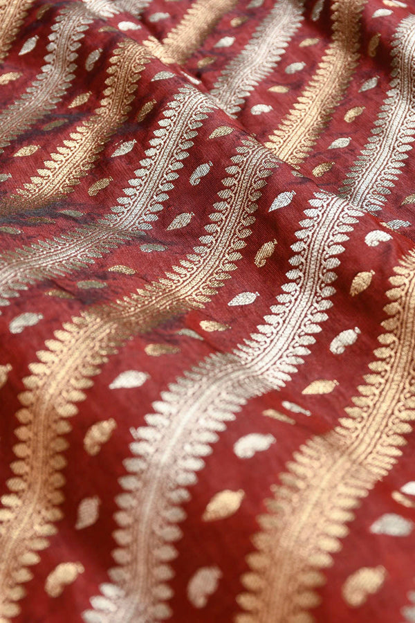 Pecan Brown Handwoven Banarasi Silk Fabric , banarasi fabric, silk fabric, brocade fabric, handloom fabric, indian fabric