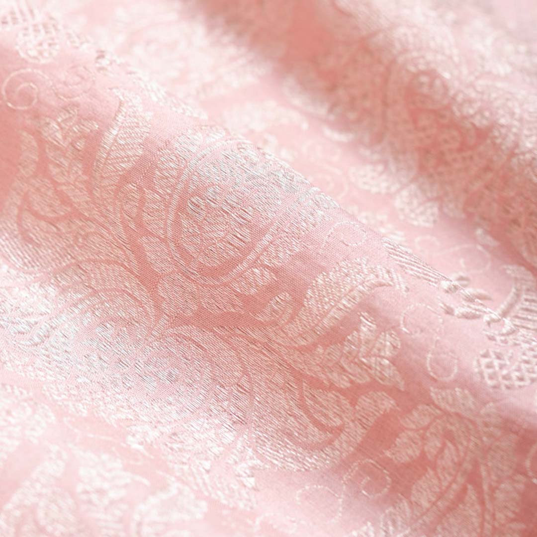 Pastel Pink Handwoven Banarasi Silk Fabric – Chinaya Banaras