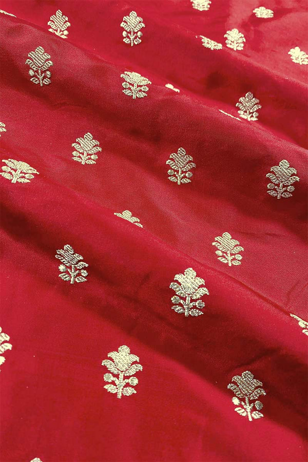 Red Kadhwa Woven Banarasi Katan Silk Fabric Fabric,banarasi fabric, silk fabric, brocade fabric, handloom fabric, indian fabric