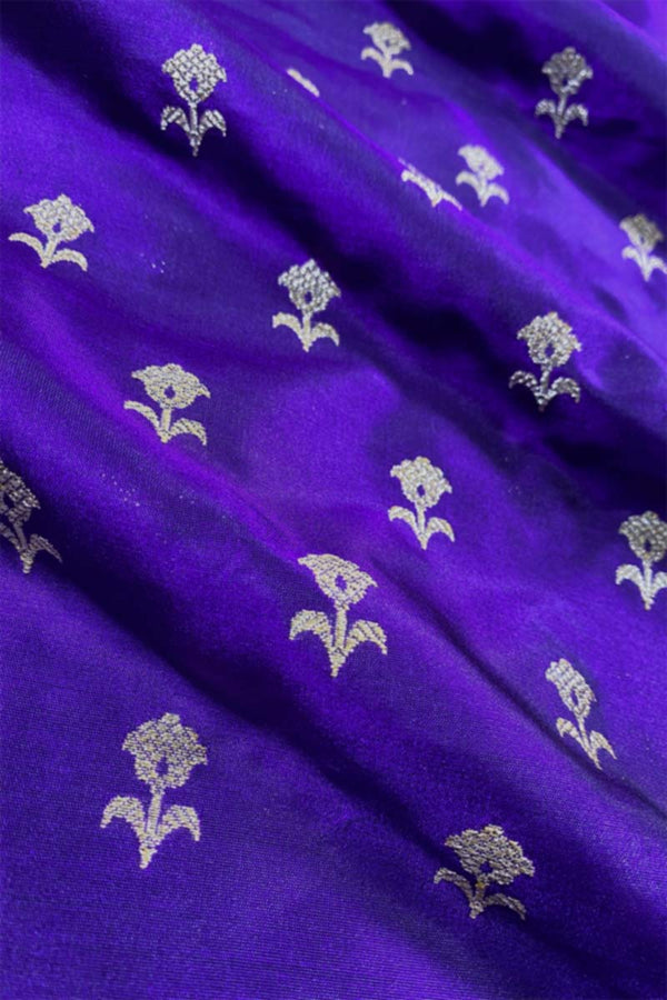 Indigo Purple Kadhwa Woven Banarasi Katan Silk Fabric,  banarasi fabric, silk fabric, brocade fabric, handloom fabric, indian fabric