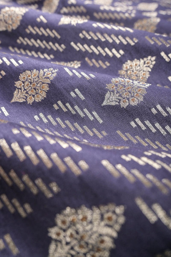 Aegan Blue Handwoven Mulberry Silk Fabric,  banarasi fabric, silk fabric, brocade fabric, handloom fabric, indian fabric