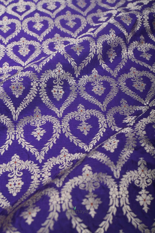 Deep Purple Banarasi Silk Fabric,  banarasi fabric, silk fabric, brocade fabric, handloom fabric, indian fabric