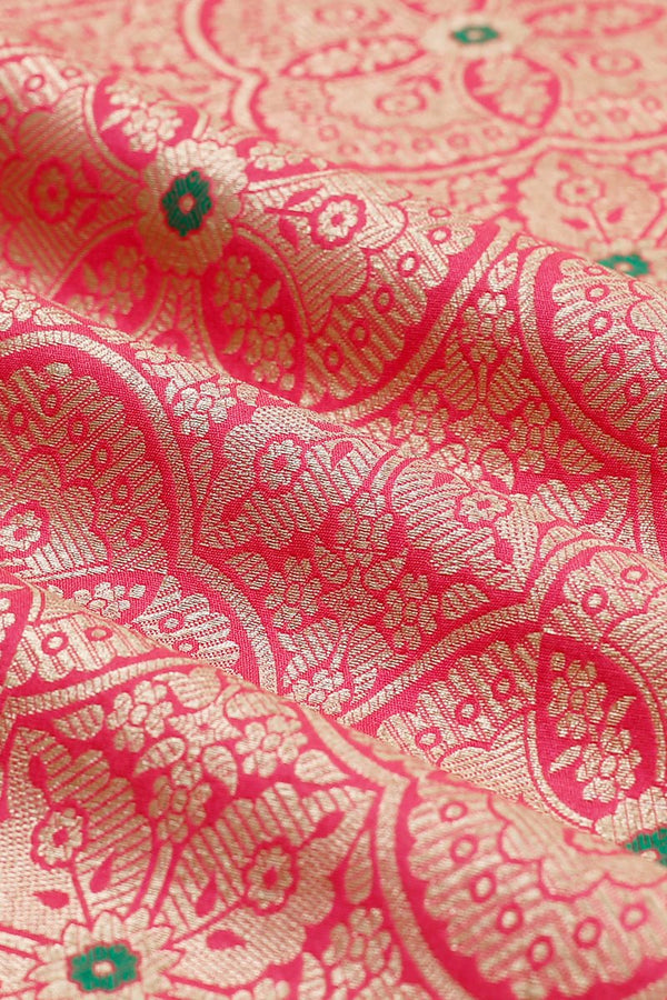 Magenta Pink Handwoven Banarasi Silk Fabric, banarasi fabric, silk fabric, brocade fabric, handloom fabric, indian fabric