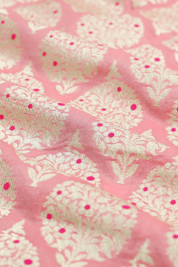 peach color  banarasi fabric, silk fabric, brocade fabric, handloom fabric, indian fabric