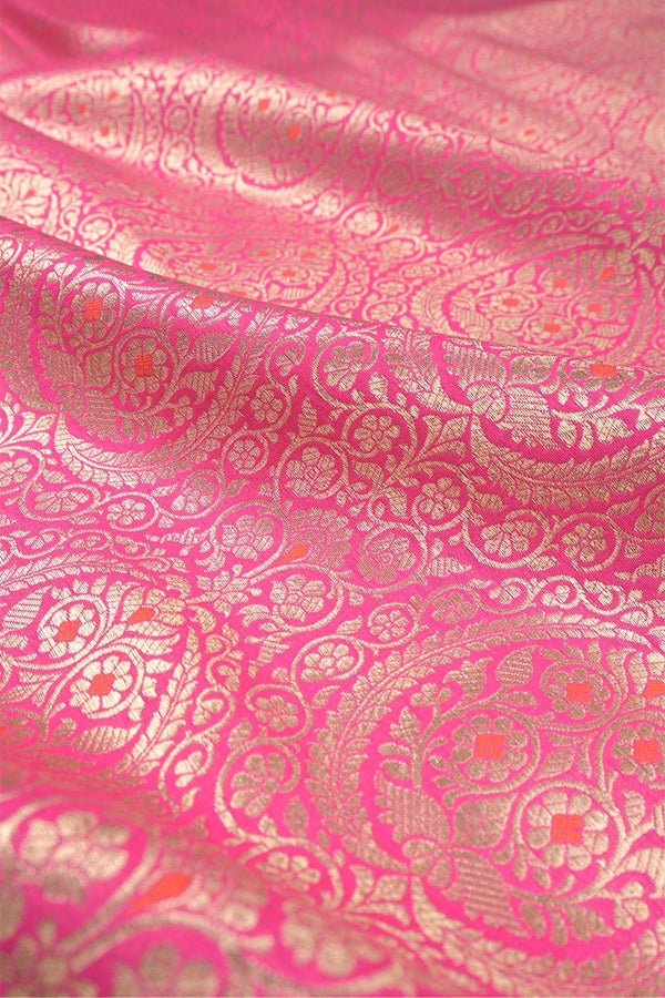 Pink Meenadar Handwoven Banarasi Silk Silk Fabric, banarasi fabric, silk fabric, brocade fabric, handloom fabric, indian fabric