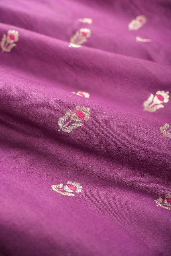 Purple Handwoven Mulberry Silk  Fabric,  banarasi fabric, silk fabric, brocade fabric, handloom fabric, indian fabric