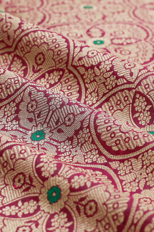 Wine Handwoven Banarasi Silk Fabric,banarasi fabric, silk fabric, brocade fabric, handloom fabric, indian fabric